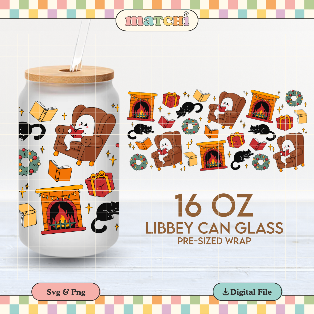 Cozy Christmas | Spooky Christmas 16oz Cup Wrap PNG SVG