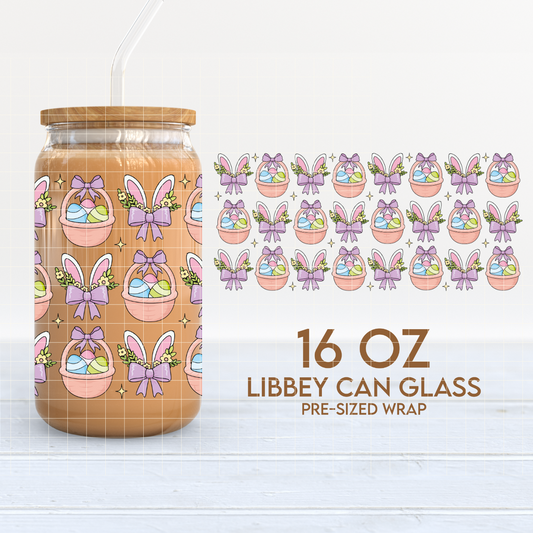 Bunny Ears & Basket | Easter 16oz Cup Wrap PNG SVG