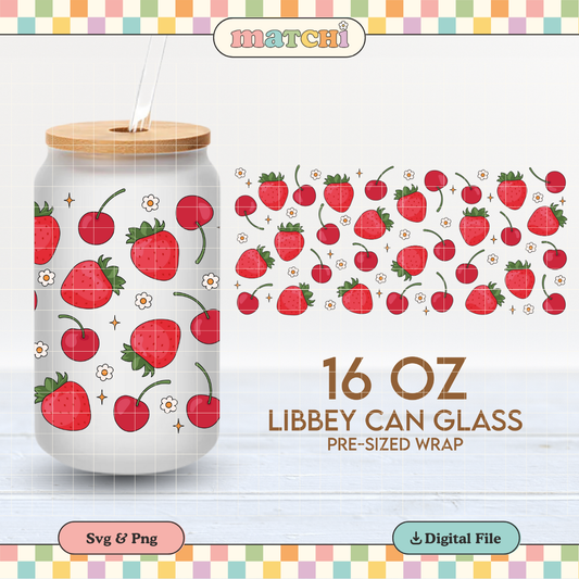 Strawberries & Cherries | 16oz Cup Wrap PNG SVG