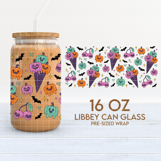 Spooky Ice Cream | Halloween 16oz Cup Wrap PNG SVG