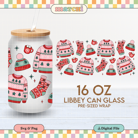 Xmas Sweater | Christmas 16oz Cup Wrap PNG SVG