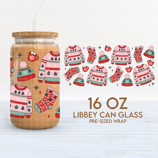 Xmas Sweater | Christmas 16oz Cup Wrap PNG SVG