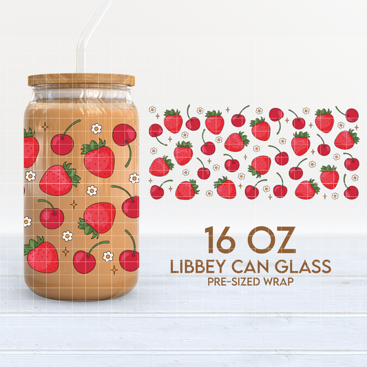 Strawberries & Cherries | 16oz Cup Wrap PNG SVG