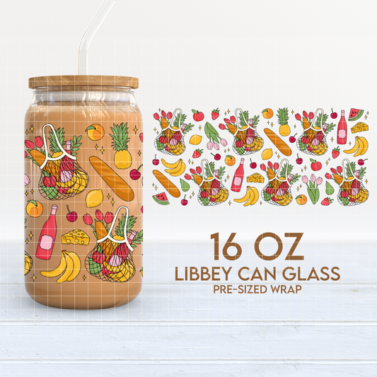Market Day | Fruits & Flowers 16oz Cup Wrap PNG SVG