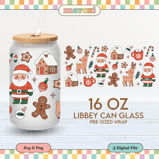 Xmas Doodles | Christmas 16oz Cup Wrap PNG SVG