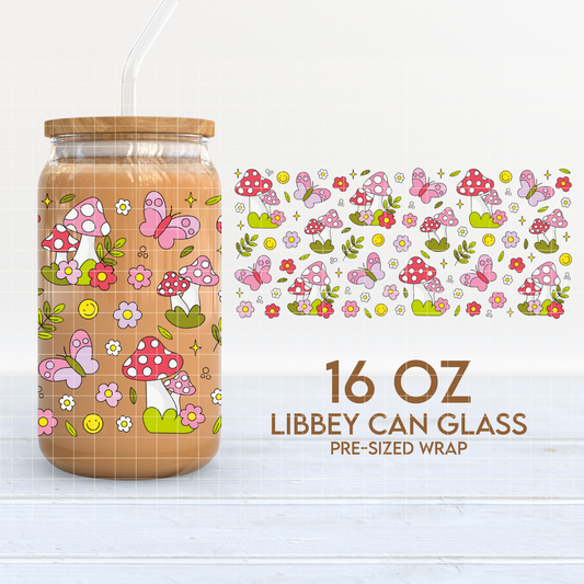 Mushrooms & Butterflies | 16oz Cup Wrap PNG SVG