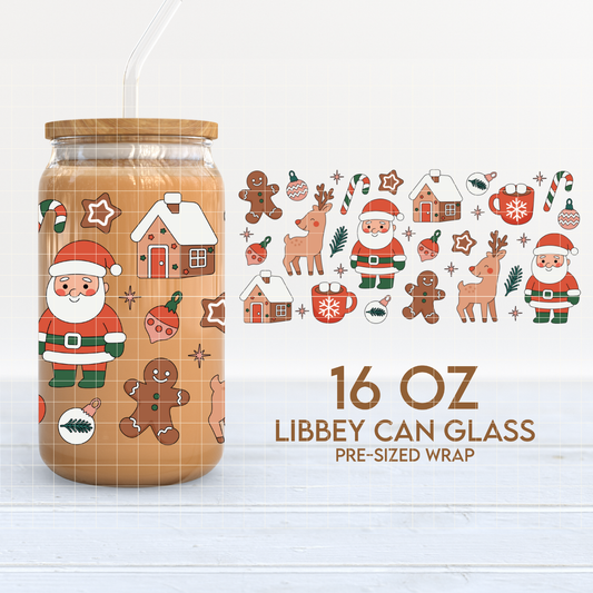 Xmas Doodles | Christmas 16oz Cup Wrap PNG SVG
