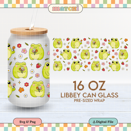 Froggies & Flowers | 16oz Cup Wrap PNG SVG