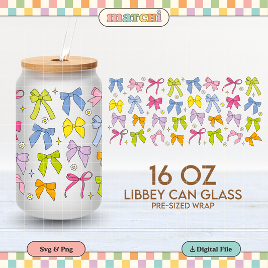 Colorful Bows | 16oz Cup Wrap PNG SVG