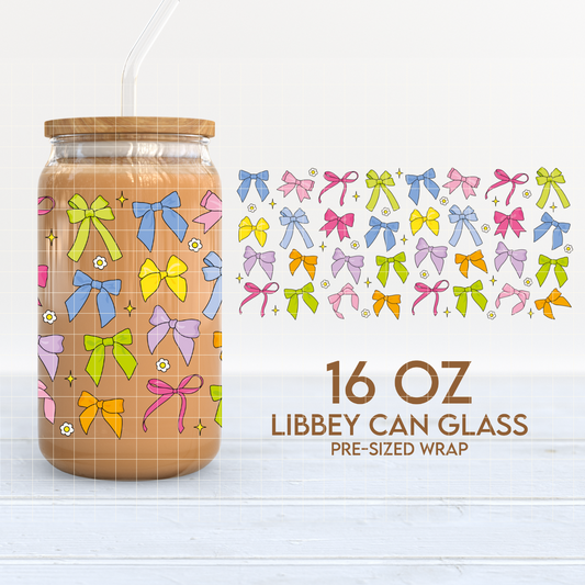 Colorful Bows | 16oz Cup Wrap PNG SVG