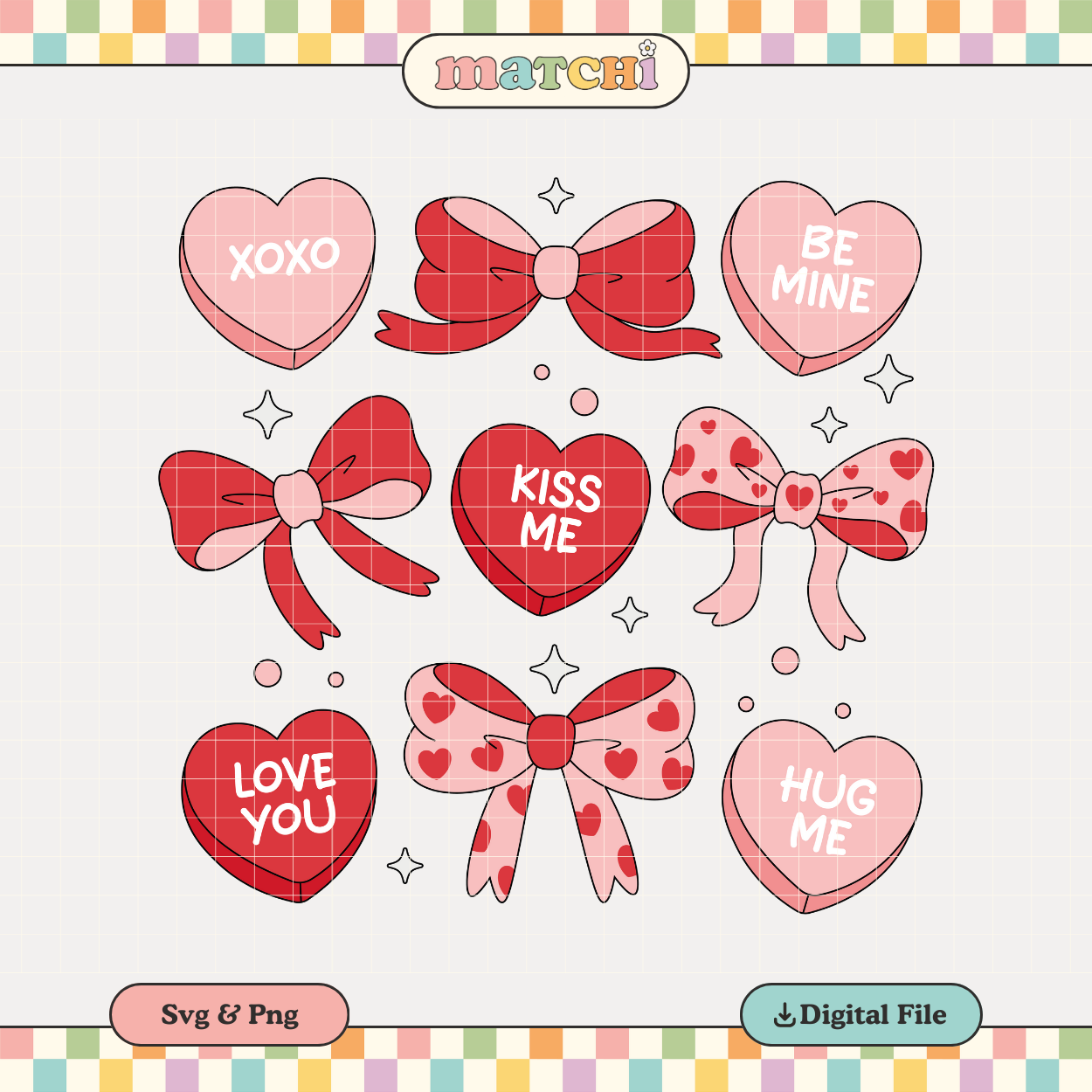 Hearts and Bows | Valentine's Day PNG & SVG