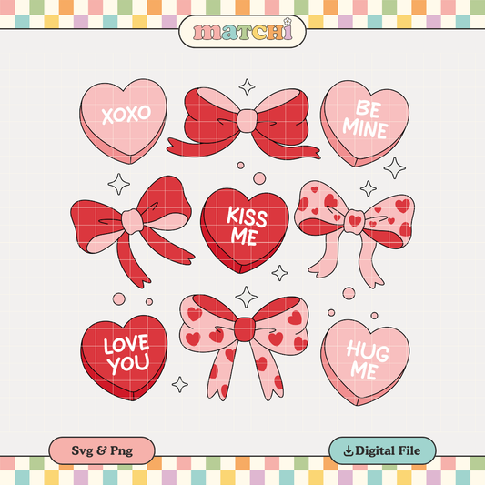 Hearts and Bows | Valentine's Day PNG & SVG
