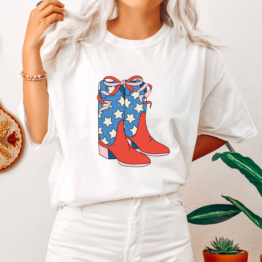 DTF Transfer 4th July | Cowgirl Boots | Coquette 4th of July