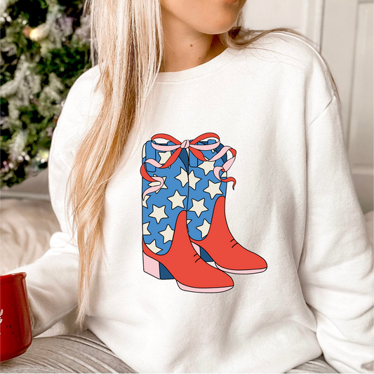 DTF Transfer 4th July | Cowgirl Boots | Coquette 4th of July