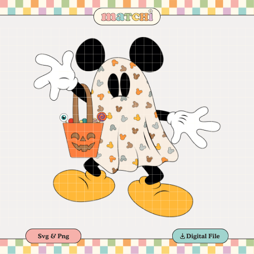 Magical Ghosts PNG SVG | Cute Halloween Sublimation | Mouse Ears Tshirt Design