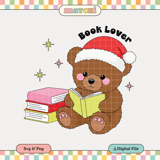 Cute Book Lover | Bookish Xmas PNG & SVG