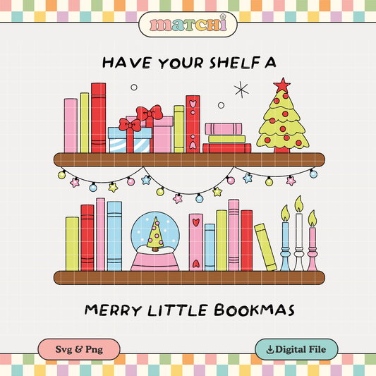 Merry Little Bookmas | Bookish Xmas PNG & SVG