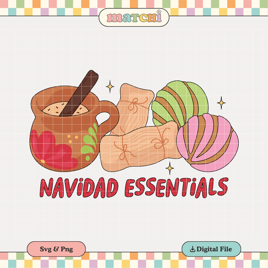 Navidad Essentials PNG SVG | Atole Tamales Conchas Sublimation | Xmas Tshirt Design