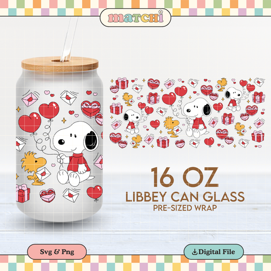 Cute Dog in Love | Valentine's Day 16oz Cup Wrap PNG SVG