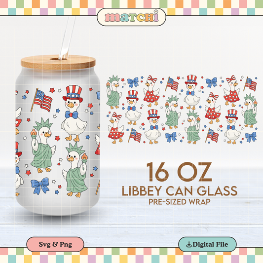 Patriotic Goose | 4th of July 16oz Cup Wrap PNG SVG