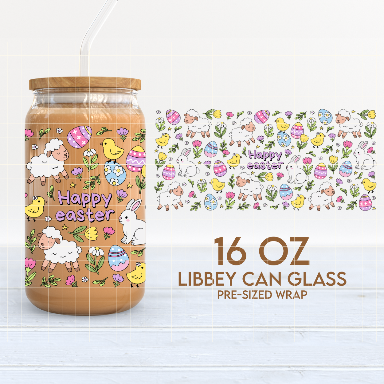 Happy Easter | Spring 16oz Cup Wrap PNG SVG