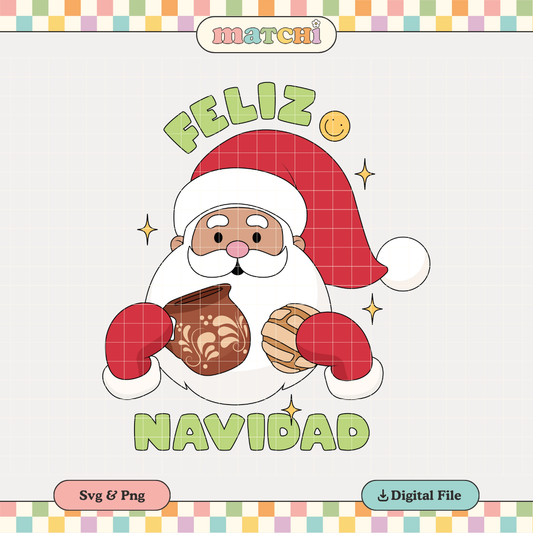 Feliz Navidad PNG SVG | Santa Claus & Pan Dulce Sublimation | Christmas Tshirt Design