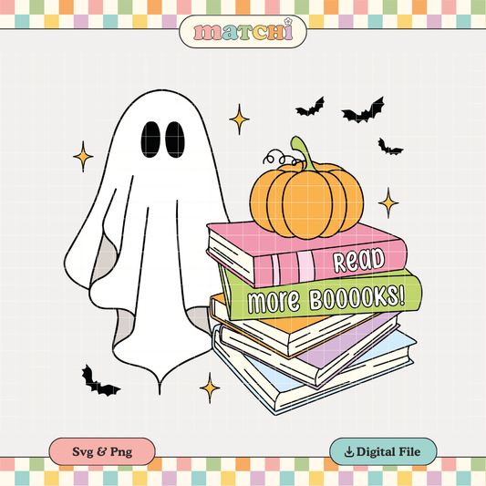 Read More Boooks PNG SVG | Bookish Ghost Sublimation | Halloween Tshirt Design