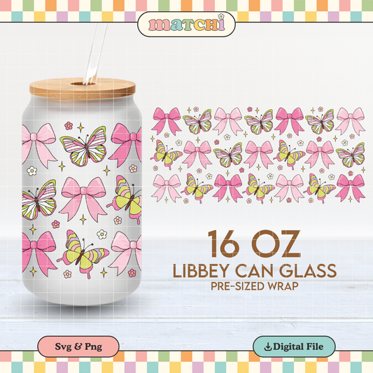 Butterflies & Bows | Spring 16oz Cup Wrap PNG SVG