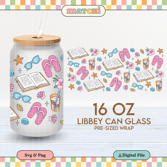 Beach Reader 16oz Cup Wrap PNG SVG