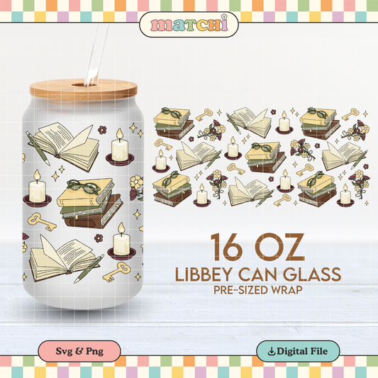 Secret Library | Dark Academia 16oz Cup Wrap PNG SVG