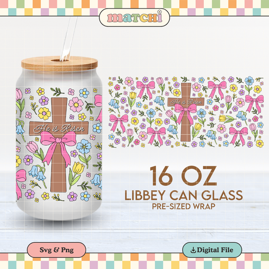 He is Risen | Religious Easter 16oz Cup Wrap PNG SVG