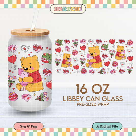 Bear in Love | Valentine's Day 16oz Cup Wrap PNG SVG