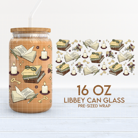 Secret Library | Dark Academia 16oz Cup Wrap PNG SVG