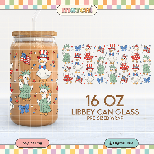 Patriotic Goose | 4th of July 16oz Cup Wrap PNG SVG
