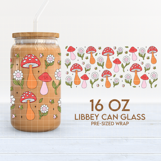 Mushrooms & Flowers | Positivity 16oz Cup Wrap PNG SVG