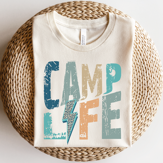 a t - shirt that says camp life on it