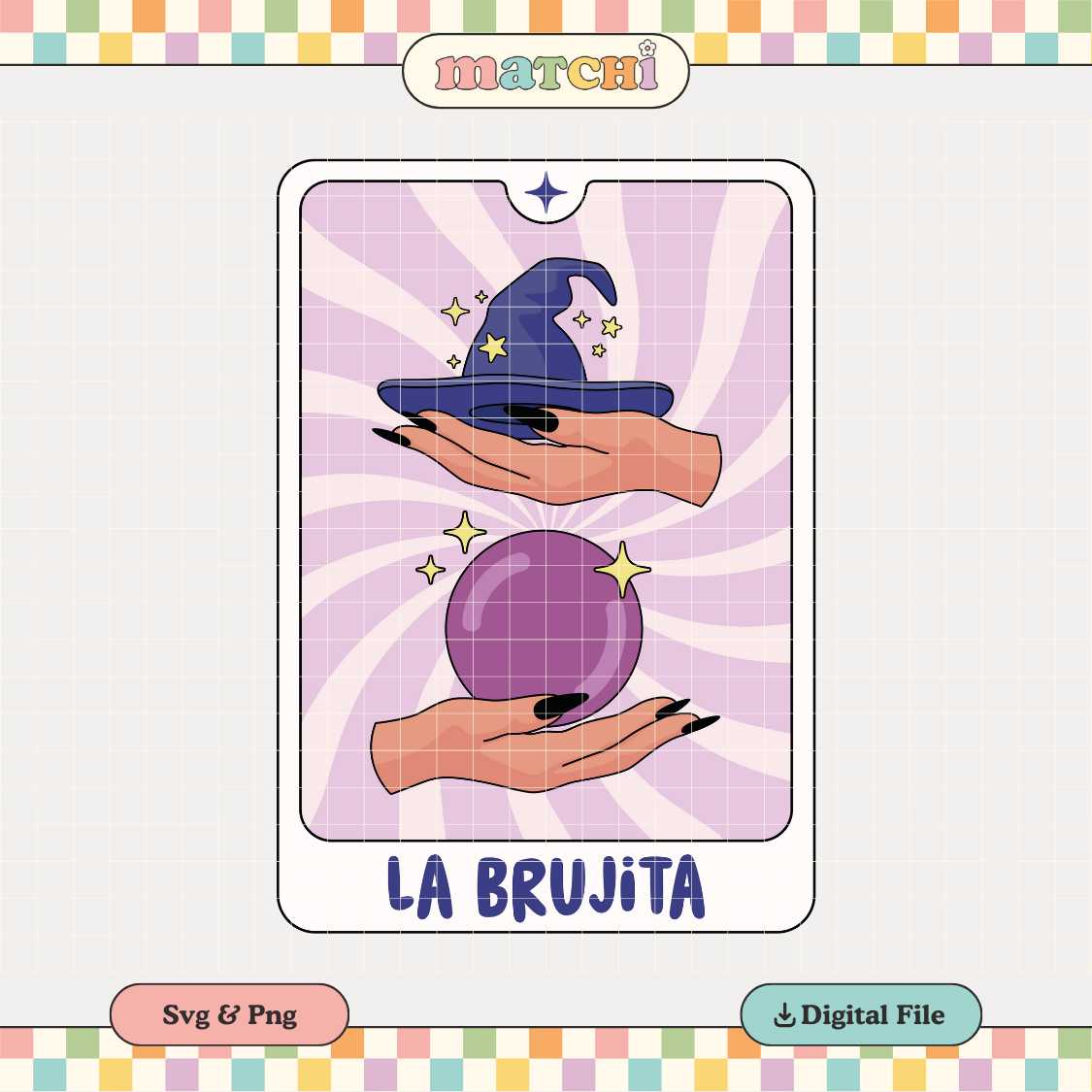 La Brujita Tarot Card PNG SVG | Loteria Espooky Sublimation | Spanish Tshirt Design