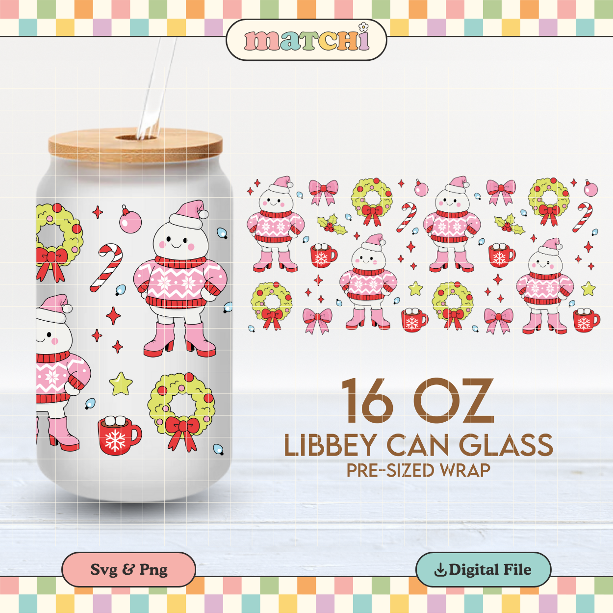 Festive Snowman | Funny Christmas 16oz Cup Wrap PNG SVG