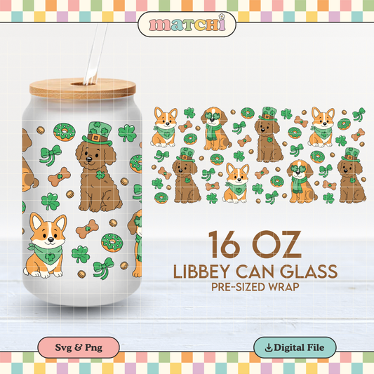 Lucky Puppies | St. Patricks Day 16oz Cup Wrap PNG SVG