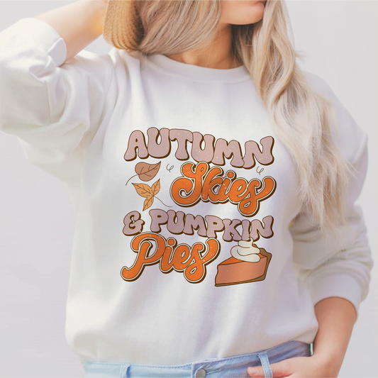 DTF Transfer Autumn Skies and Pumpkin Pies | Retro Fall | Autumn