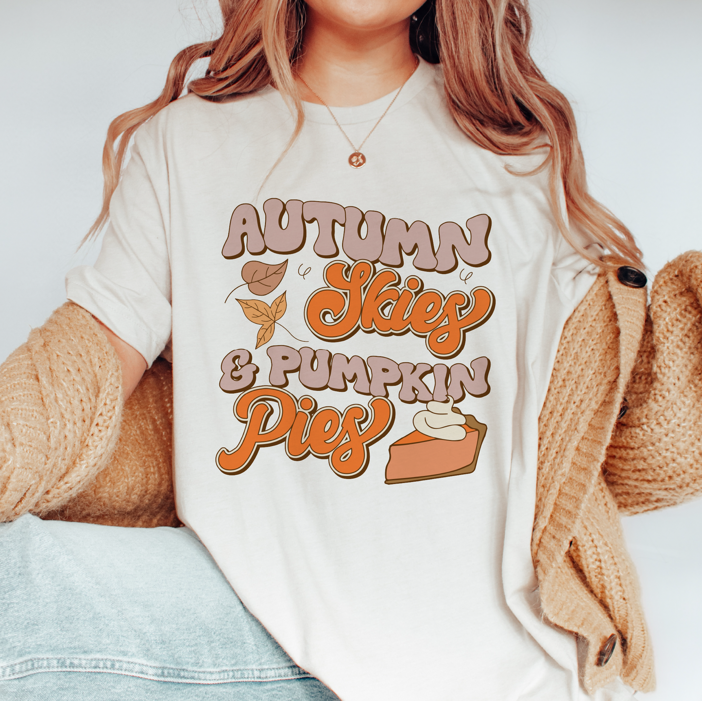 Autumn Skies and Pumpkin Pies PNG SVG | Retro Fall Sublimation | Autumn T shirt Design