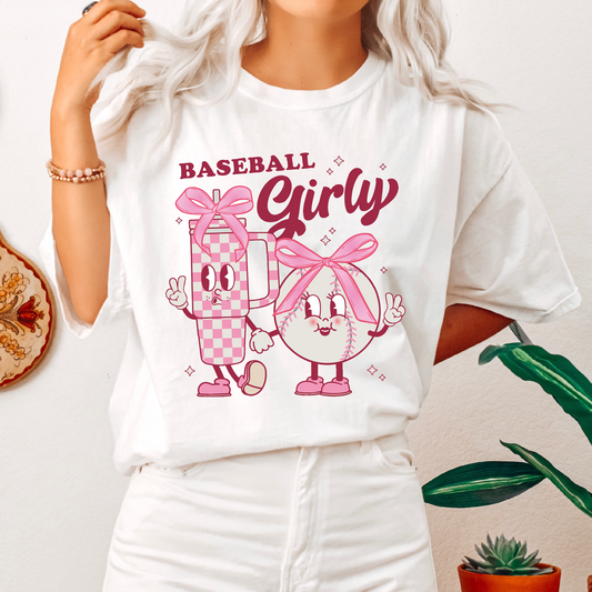 Baseball Girly SVG PNG | Coquette Baseball Character Sublimation | Pink Bow Tshirt Design