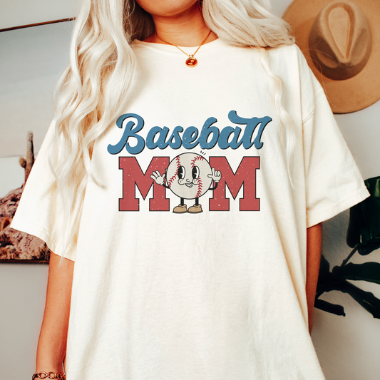DTF Transfer Baseball Mom | Retro Baseball Character | Groovy