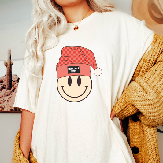 Christmas Beanie Smile PNG | Christmas Vibes Sublimation | Funny Retro T shirt Design