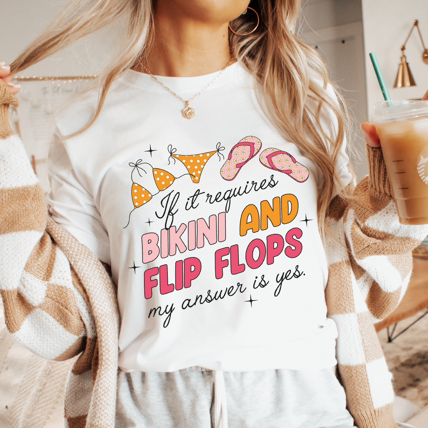 If it Requires Bikini and Flip Flops PNG SVG | Summer Sublimation | Trendy Tshirt Design