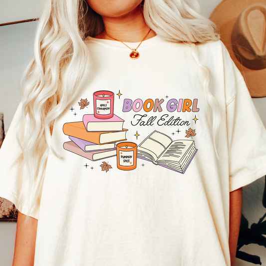 Book Girl Fall Edition PNG SVG | Fall Bookish Girl Sublimation | Autumn Tshirt Design