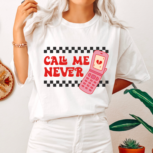 Call Me Never SVG PNG | Valentines Day Sublimation | Retro Pink Phone T shirt Design