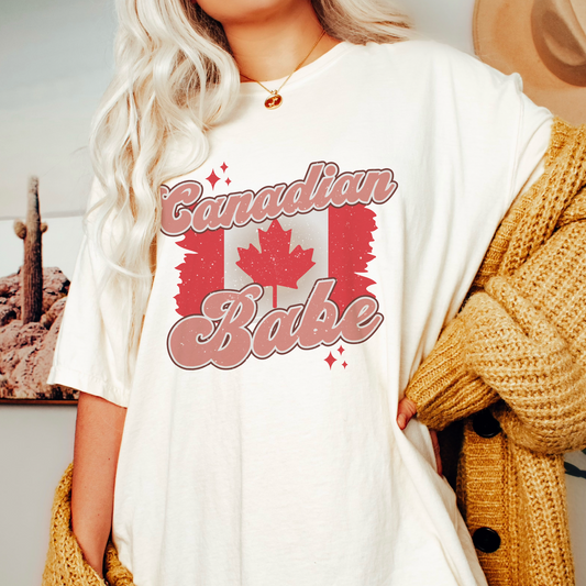 Canadian Babe SVG PNG | Retro Patriotic Sublimation | Canada Day T shirt Design