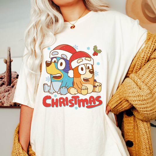 Christmas Bluey and Bingo PNG SVG | Retro Christmas Sublimation | Xmas T shirt Design