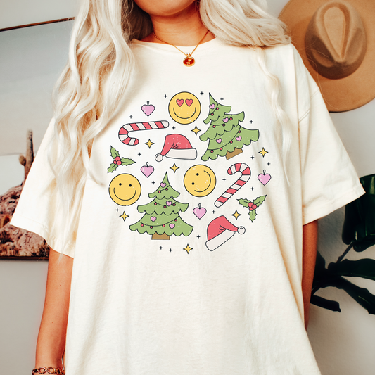 Christmas Groovy Doodles PNG SVG | Retro Christmas Sublimation | Xmas T shirt Design
